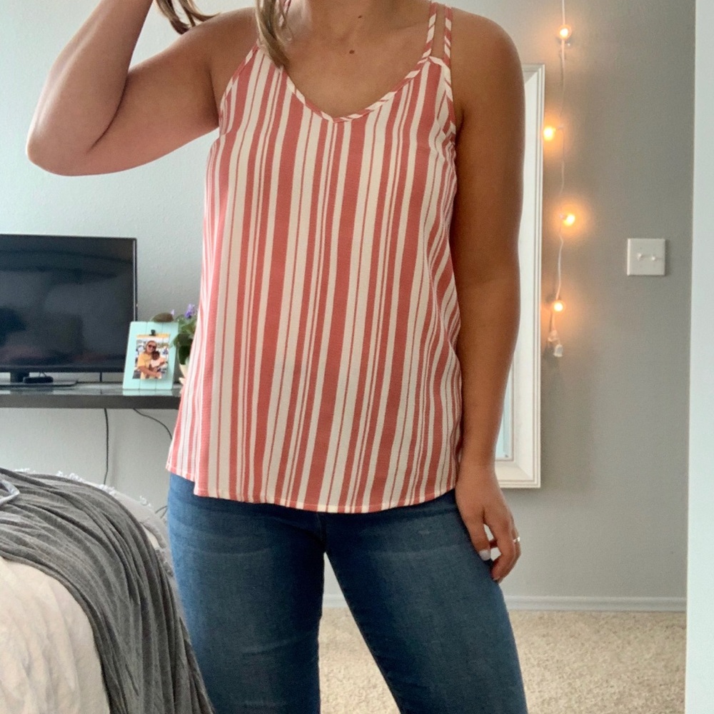 Pink & White Striped Tank